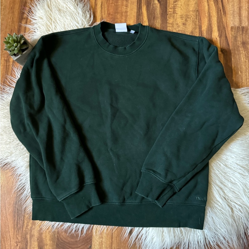 TNA Oversized Boxy Green Long Sleeve Sweatshirt